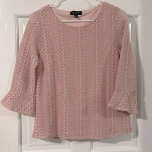 Investments Petites size PS dusty rose color top. Body lined, sleeves shear.